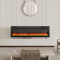 50 Inch Best Modern LED Electric Fireplace Heater Inserts with Tempered Glass & Remote and Adjustable Flames