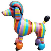 Casa Padrino Designer Gartendeko Skulptur Pudel Hund Mehrfarbig Gestreift 64 x H. 63 cm - Gartendeko Figur - WetterbestÃ¤ndige Gartenfigur - Dekorative Tierfigur