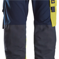 Snickers ProtecWork Work Trousers, High-Vis Class 1 - Navy/High Vis Yellow - 108