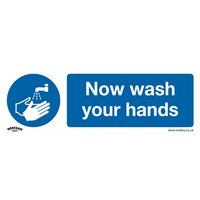 Worksafe Mandatory Safety Sign - Now Wash Your Hands - Self-Adhesive Vinyl