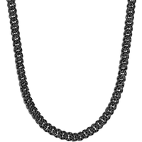 Sterling Silver with Black Color Iced Out Cuban Link Chain for Men 5mm