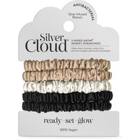Silver Cloud Satin Skinny Hair Scrunchie Combo Pack 5 Pack