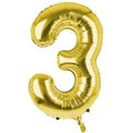 Cijfer Ballon '3'  Goud (100CM)