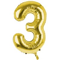 Cijfer Ballon '3'  Goud (100CM)