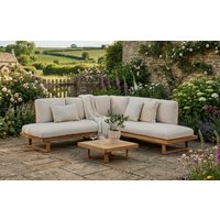 Malai 5 Seater Luxury Beige Wooden Corner Garden Set