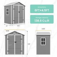Outdoor Resin Storage Shed 6x4.5 FT, Plastic Garden Shed for Bike, Garbage Can, , Outside Sheds with Lockable Door for Back