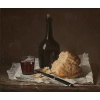 Imitator of Chardin, Still Life with Bottle, Glass and Loaf Print