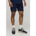 Pantalón Corto Holgado De Nailon Fruncido Con Cintura Elástica, Navy