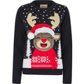 Jumpers Women’s Rudolph Laughing Motif Novelty Christmas Jumper in Ink - Merry Christmas / 14/L - Tokyo Laundry