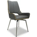 Mako Dining Chair - Set of 2 - Grey Leather - Swivel