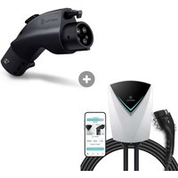 Lectron Tesla to J1772 Adapter (48A / Black) + Level 2 J1772 V-BOX Pro (48A / 240V / NEMA 14-50) WiFi App Version Bundle