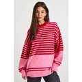 Mixed Stripe Oversized Jumper, Pink