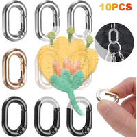 10Pcs/lot Metal Oval Ring Spring Clasps Openable Carabiner Keychain Bag Clips Hook Dog Chain Buckles Connector For DIY Jewelry