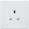 KnightsBridge 13A 1G Unswitched Socket - Matt White with White Insert