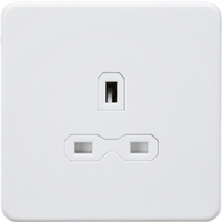 KnightsBridge 13A 1G Unswitched Socket - Matt White with White Insert