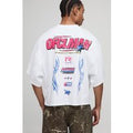 Ecru Oversized Boxy Heavyweight Ofcl Man Moto Printed T-Shirt, Cream