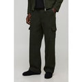 Pantalón Holgado Efecto Lana Con Cintura Fija, Verde