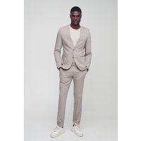 Americana Ajustada Sin Cuello Con Botonadura, Beige