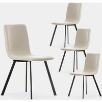 Set 4 sedie imbottite beige con gamba nera Maia