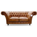 Chelsea Chesterfield Vintage Tan 2 Seater Distressed Leather Settee Sofa