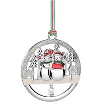 Snowman Couple Round Christmas Tree Decoration