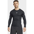Mens adidas Maglia Da Allenamento Techfit Compression Long Sleeve - Nero, nero