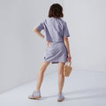 Women's Cropped Checked Shirt Lilac - Size: XS