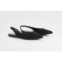 Zapatos Planos De Ante Sintético Sin Talón, Negro