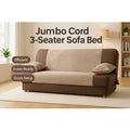 Jumbo Cord Fabric 3-Seater Sofa Bed - Modern Convertible Fabric Sofa, Space-Saving Guest Bed | Wowcher