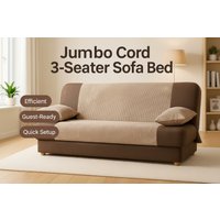 Jumbo Cord Fabric 3-Seater Sofa Bed - Modern Convertible Fabric Sofa, Space-Saving Guest Bed | Wowcher
