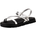 Sandália Feminina Flat Moleca 5490104 PRETO/PRATA 34