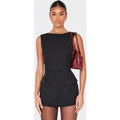 Black Woven Pocket Detail Sleeveless Skort Playsuit