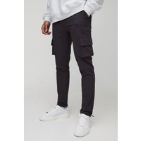 Elastische leichte Stretch Skinny Cargo-Hose - Grau - L, Grau