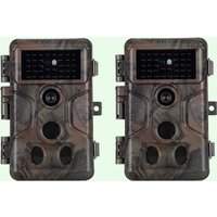 2tlg.Wildkameras 64MP 1296p Video mit Audio und Bewegungsmelder Nachtsicht max. Entfernung bis 100Füße, 0,1s Trigger Geschwindigkeit, Wasserdicht IP66 | A323
