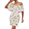 Women's 2025 Spring/Summer New Customized Casual Loose Swinging Collar Shoulder Printed Flower Strap Dress