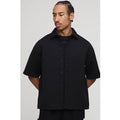 Scuba Oversized Short Sleeve Oversized Shirt, Negro