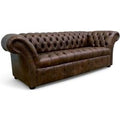 Chesterfield Balmoral 3 Seater Sofa Settee Buttoned Seat Cracked Wax Tobacco Brown Leather