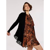 Waterfall Crochet Trim Ribbed Cardigan