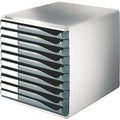Box archivio Leitz cassetti colore grigio scuro, 10 cassetti