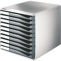 Box archivio Leitz cassetti colore grigio scuro, 10 cassetti