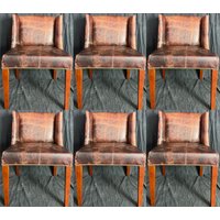 Casa Padrino Luxus Leder Esszimmer Stuhl Set Vintage Dunkelbraun / Braun 56 x 52 x H. 81 cm - Echtleder KÃ¼chen StÃ¼hle 6er Set - Esszimmer MÃ¶bel - Leder MÃ¶bel - Luxus MÃ¶bel - Luxus Einrichtung