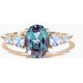 Oval Cut Color-change Alexandrite Engagement Ring Moonstone Cluster Ring