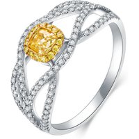18K White Gold Princess-square Diamond Custom Engagement Ring D Color VVS1 Clarity 3EX IGI Certified