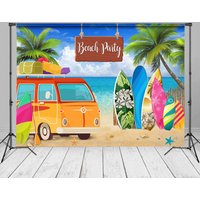 Camping Bus Surfboard Beach Summer Backdrop Photo Ideas - Aperturee