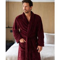 Men's Burgundy Fleece Dressing Gown - Size: Medium  - Savile Row Company