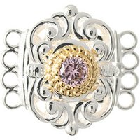 Schließe für Kropfkette 925 Silber Trachtenschmuck pink