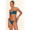Femme Bas de bikini texturé bleu sarcelle à nouer sur le côté | Taille 42