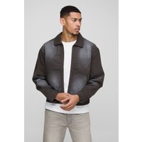Chaqueta Harrington Vaquera Desteñida Estilo Carpintero, Brown