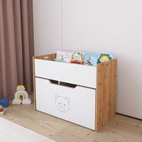 Dove Wooden Kids Storage Bookshelf in White and Natural