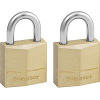 Masterlock Solid Brass Padlock Pack of 2 Keyed Alike 20mm Standard